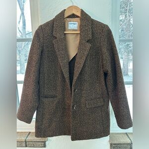 OLD NAVY Wool Blend Natural Fiber Tweed Herringbone Relaxed Blazer Overcoat XS